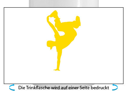 Breakdance Alu-Trinkflasche mit Sportverschluss, 500ml gelb