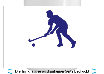 Hockey Spieler Alu-Trinkflasche mit Sportverschluss, 500ml dunkelblau
