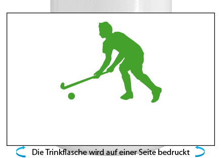Hockey Spieler Alu-Trinkflasche mit Sportverschluss, 500ml grün