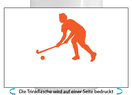 Hockey Spieler Alu-Trinkflasche mit Schraubverschluss, 500ml orange