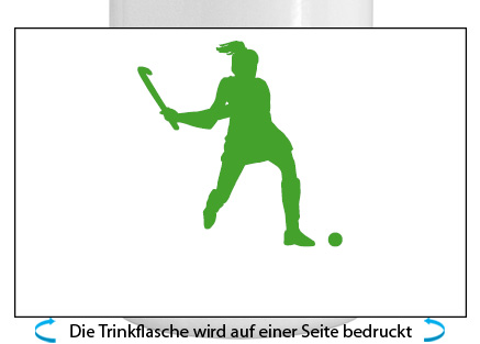 Hockey Spielerin Alu-Trinkflasche mit Sportverschluss, 500ml grün