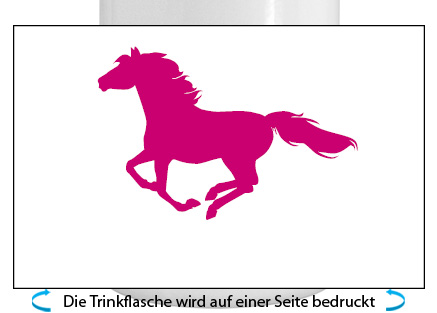 Pferde Alu-Trinkflasche mit Schraubverschluss, 500ml pink