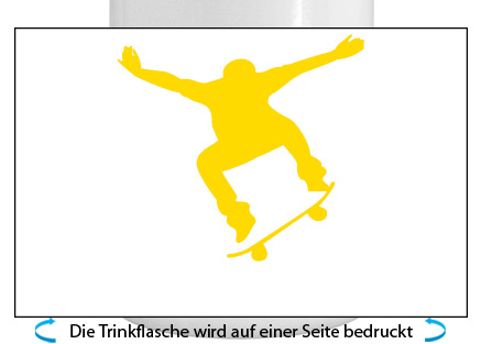 Skateboard Alu-Trinkflasche mit Kinderverschluss, 500ml gelb