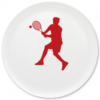 Tennis Spieler Grill-/ Pizzateller dunkelrot