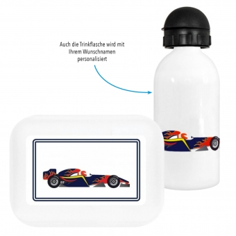 Racing Brotdose und Trinkflasche Geschenk zum Schulanfang lila